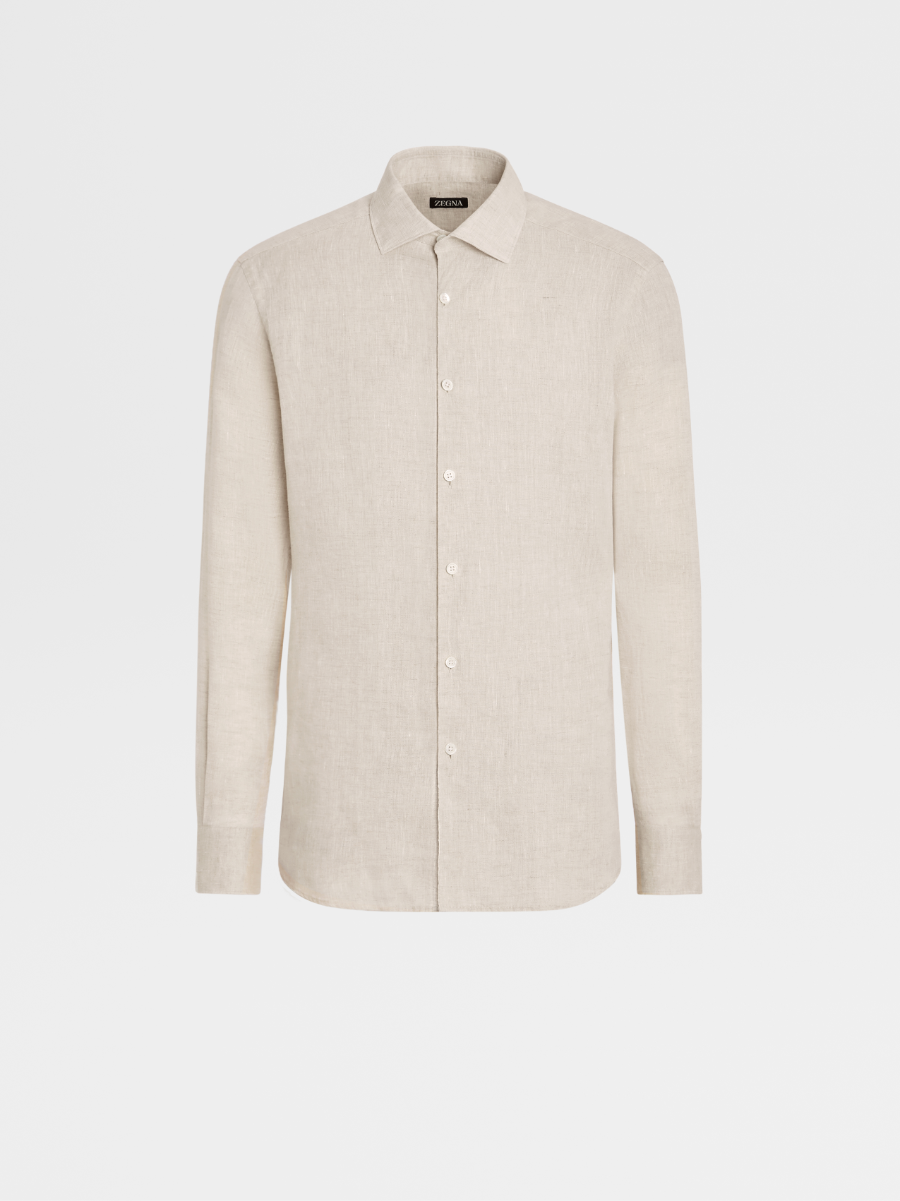 Light Beige Pure Linen Long-sleeve Shirt